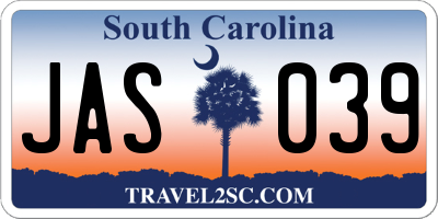 SC license plate JAS039