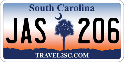 SC license plate JAS206