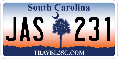 SC license plate JAS231