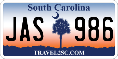 SC license plate JAS986