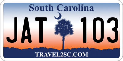 SC license plate JAT103