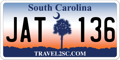 SC license plate JAT136