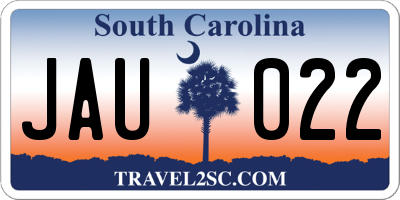 SC license plate JAU022