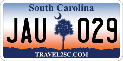 SC license plate JAU029