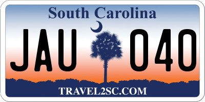 SC license plate JAU040