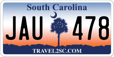 SC license plate JAU478