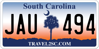 SC license plate JAU494