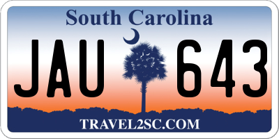 SC license plate JAU643
