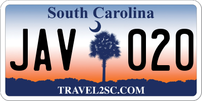 SC license plate JAV020