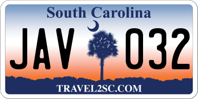 SC license plate JAV032
