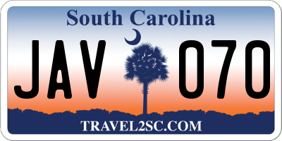 SC license plate JAV070