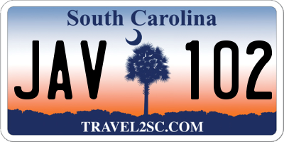 SC license plate JAV102
