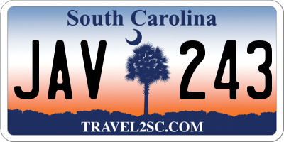 SC license plate JAV243