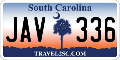 SC license plate JAV336