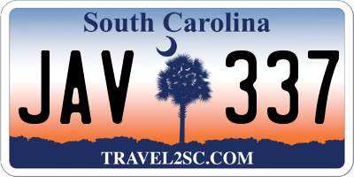 SC license plate JAV337