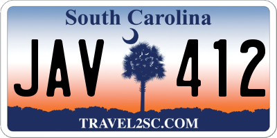SC license plate JAV412