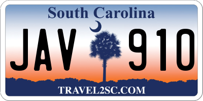 SC license plate JAV910