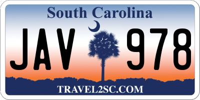 SC license plate JAV978