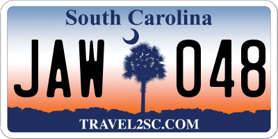 SC license plate JAW048