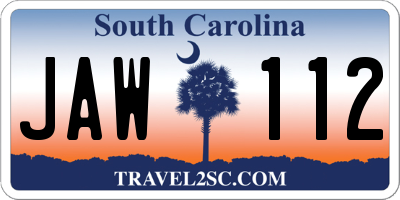SC license plate JAW112