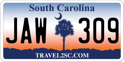 SC license plate JAW309