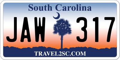 SC license plate JAW317