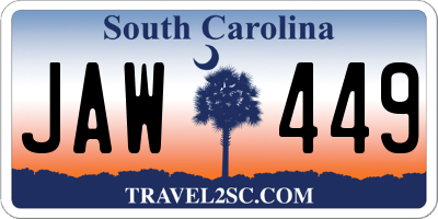 SC license plate JAW449