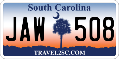 SC license plate JAW508