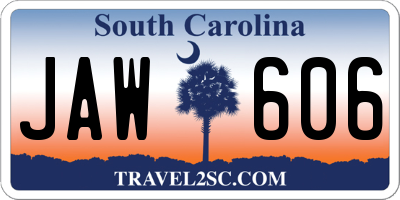 SC license plate JAW606