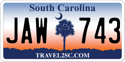 SC license plate JAW743