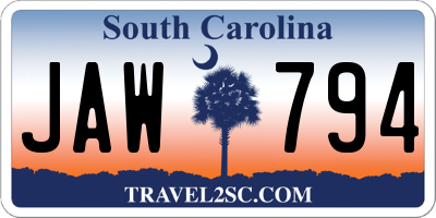 SC license plate JAW794