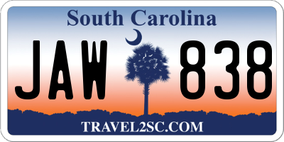 SC license plate JAW838