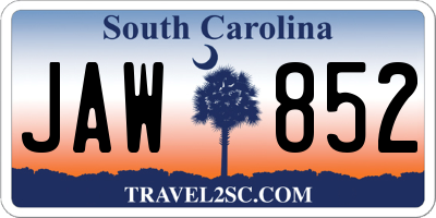 SC license plate JAW852