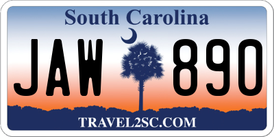 SC license plate JAW890