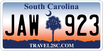 SC license plate JAW923