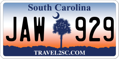 SC license plate JAW929