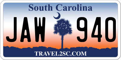 SC license plate JAW940