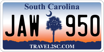 SC license plate JAW950