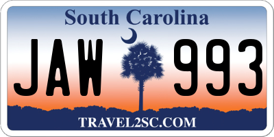 SC license plate JAW993