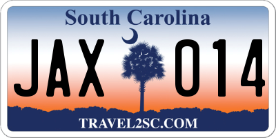 SC license plate JAX014