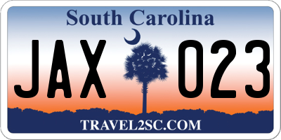 SC license plate JAX023
