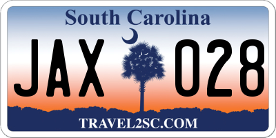 SC license plate JAX028