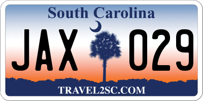 SC license plate JAX029