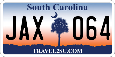 SC license plate JAX064