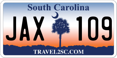 SC license plate JAX109