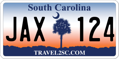 SC license plate JAX124