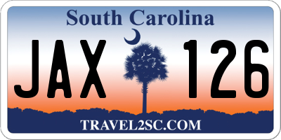 SC license plate JAX126