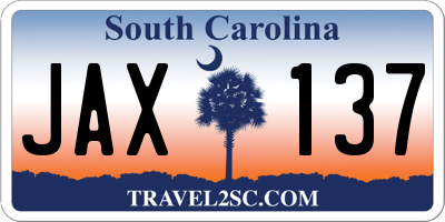 SC license plate JAX137
