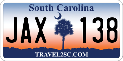 SC license plate JAX138