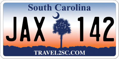 SC license plate JAX142
